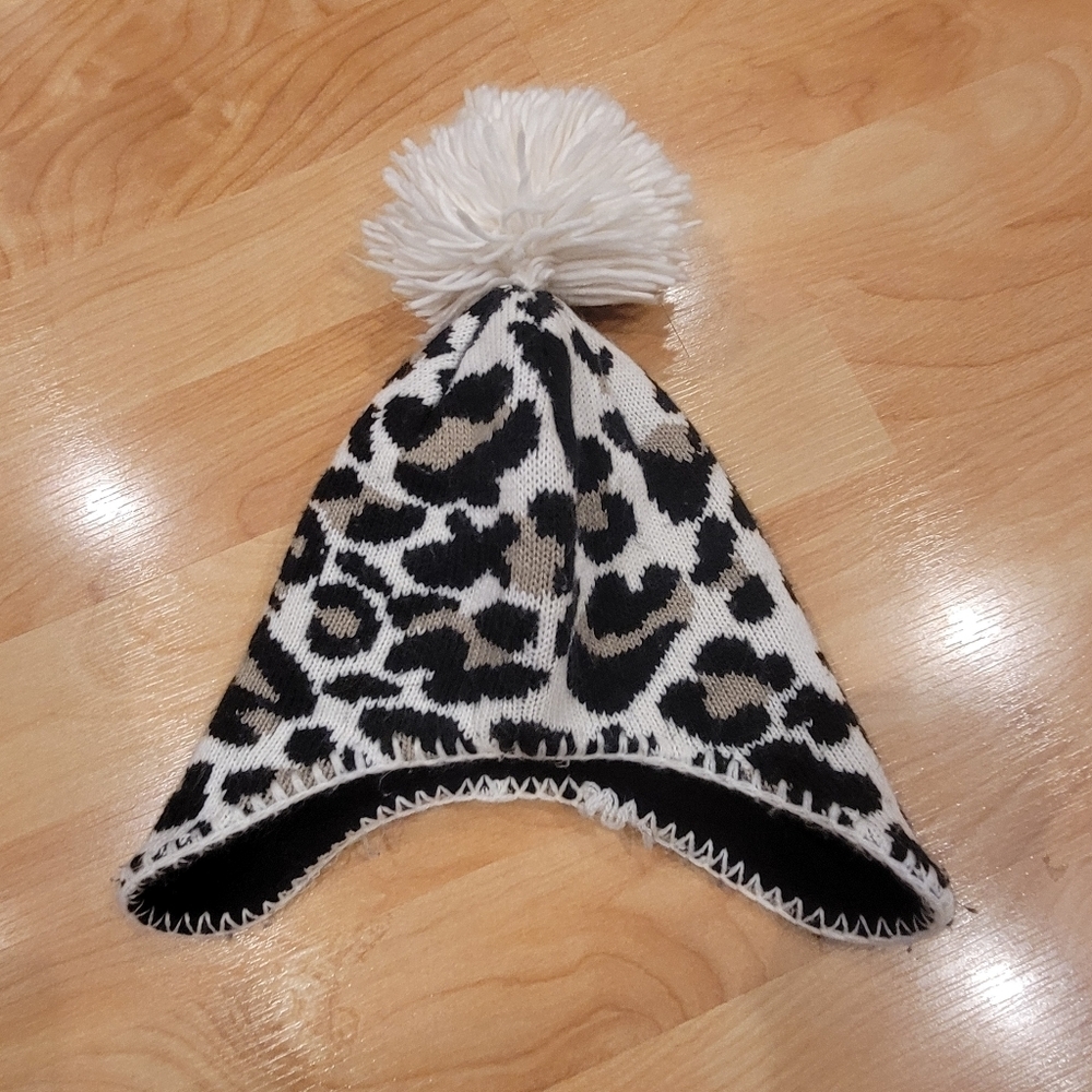 Baby Leopard Print Pom Pom Hat Winter Baby Hat